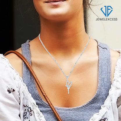 Diamond Accent Angel Pendant in Two-Tone Sterling Silver