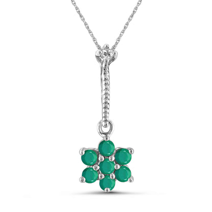 1/2 ct. T.G.W. Emerald Pendant with Diamond Accent in Sterling Silver
