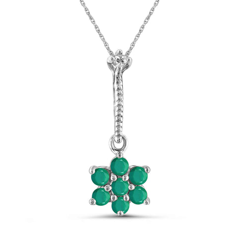 1/2 Carat T.G.W. Emerald And White Diamond Accent Sterling Silver Pendant