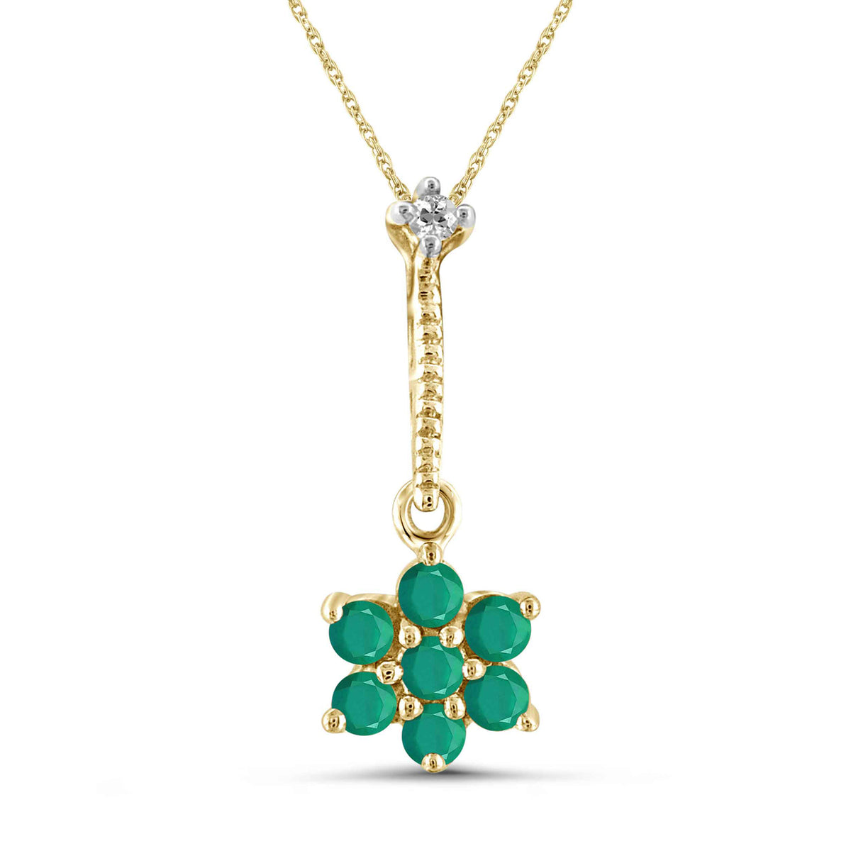 1/2 ct. T.G.W. Emerald Pendant with Diamond Accent in 14K Gold over Silver