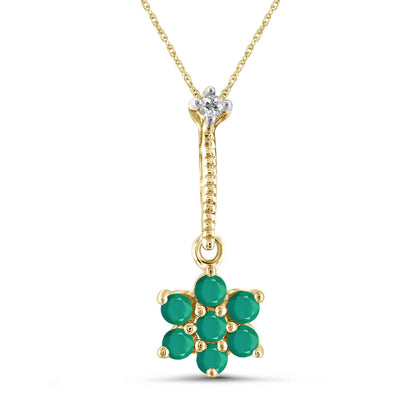 1/2 ct. T.G.W. Emerald Pendant with Diamond Accent in 14K Gold over Silver