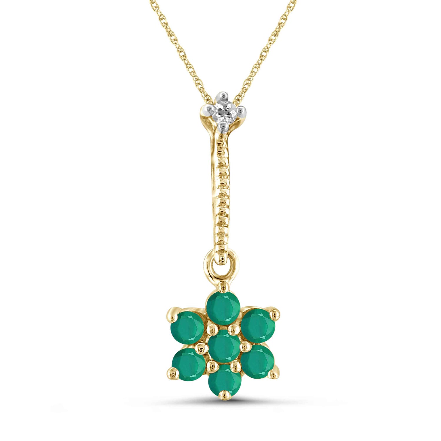1/2 Carat T.G.W. Emerald And White Diamond Accent 14K Gold-Plated Pendant