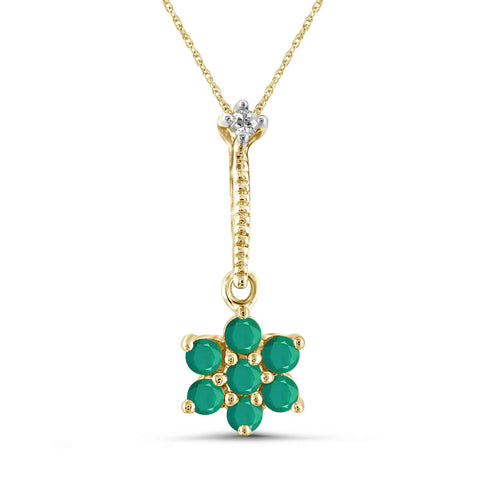 1/2 Carat T.G.W. Emerald And White Diamond Accent 14K Gold-Plated Pendant