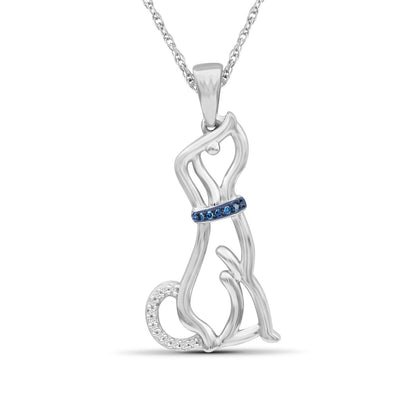 1/20 ct. T.W. Blue & White Diamond Dog Pendant in Sterling Silver