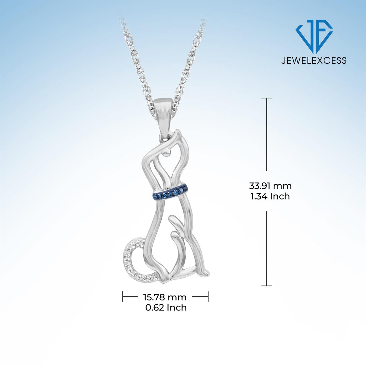 1/20 ct. T.W. Blue & White Diamond Dog Pendant in Sterling Silver