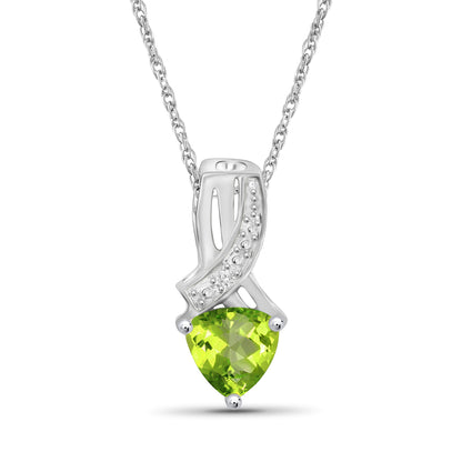 1 ct. T.G.W. Peridot Pendant with Diamond Accent in Sterling Silver