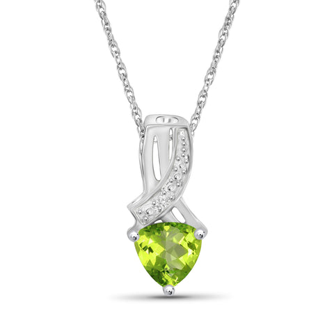 1.00 Carat T.G.W. Peridot And White Diamond Accent Sterling Silver Pendant