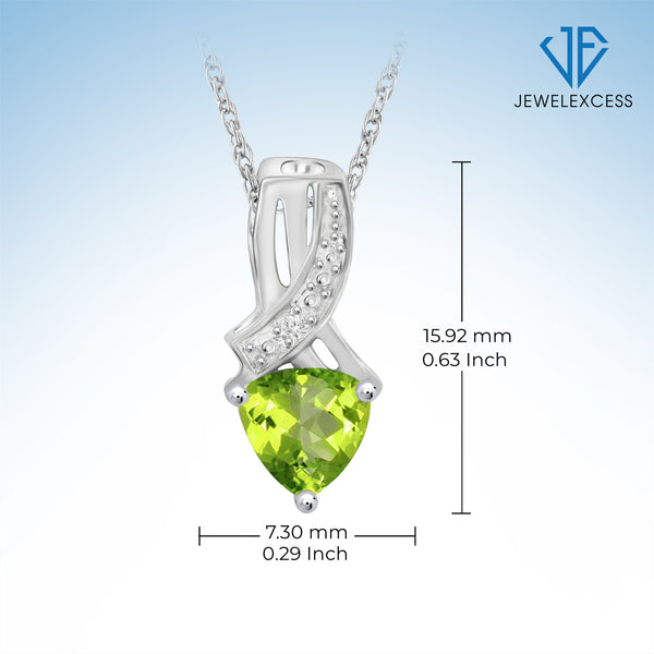1.00 Carat T.G.W. Peridot And White Diamond Accent Sterling Silver Pendant