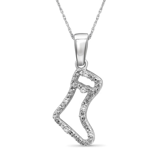 White Diamond Pendant in Sterling Silver
