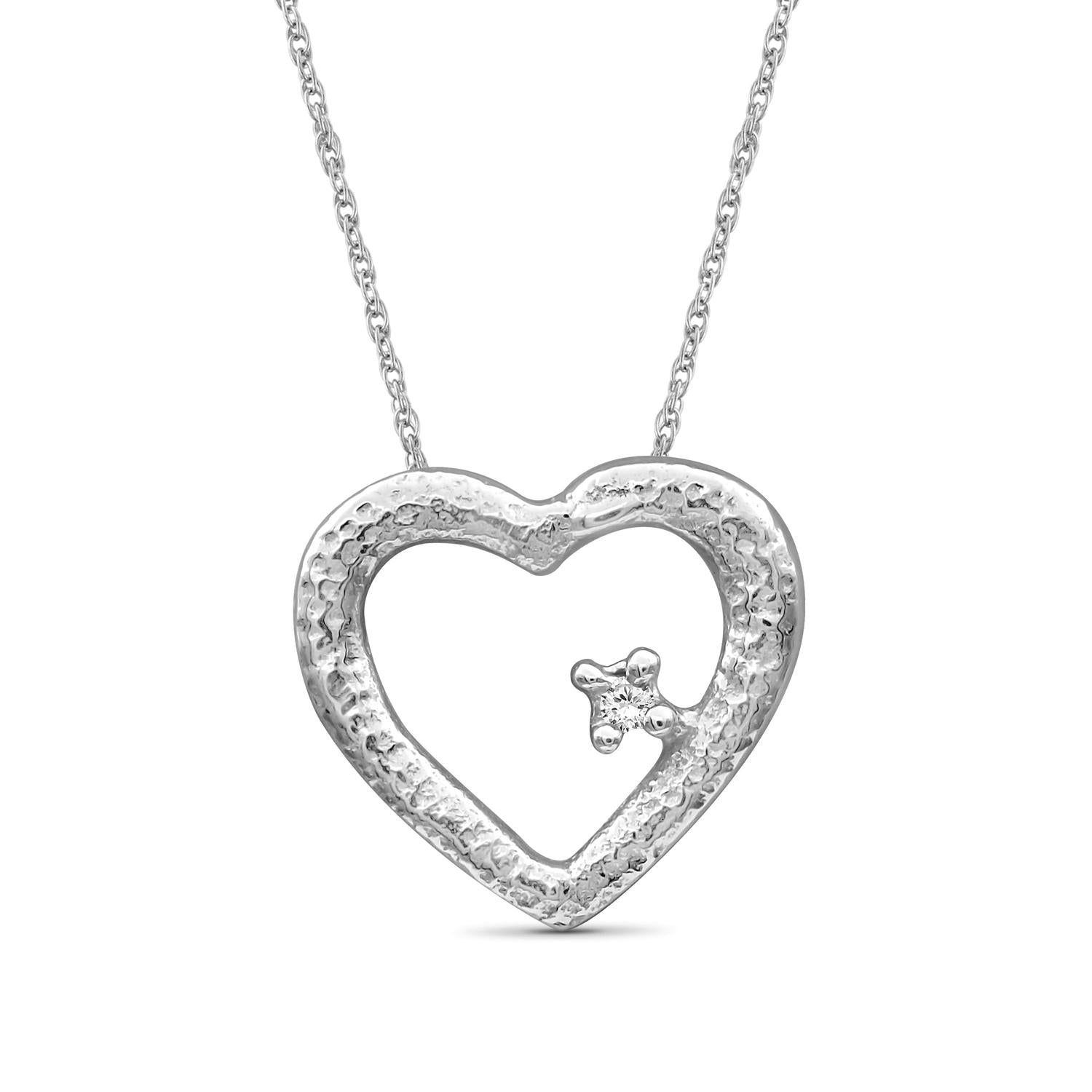 Accent White Diamond Sterling Silver Heart Pendant