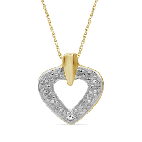 Accent White Diamond 14K Gold-Plated Heart Pendant