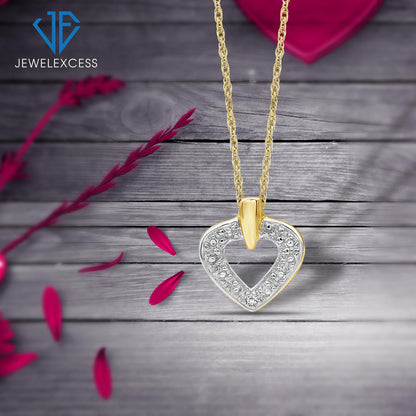 Diamond Accent Heart Pendant in 14K Gold over Silver