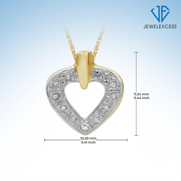 Accent White Diamond 14K Gold-Plated Heart Pendant