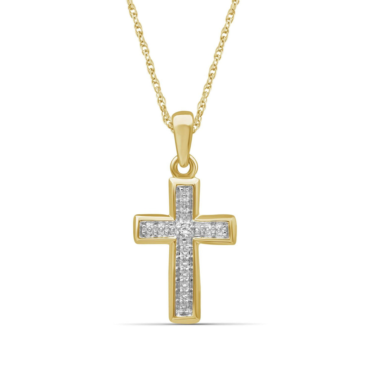 Diamond Accent Cross Pendant in 14K Gold over Silver