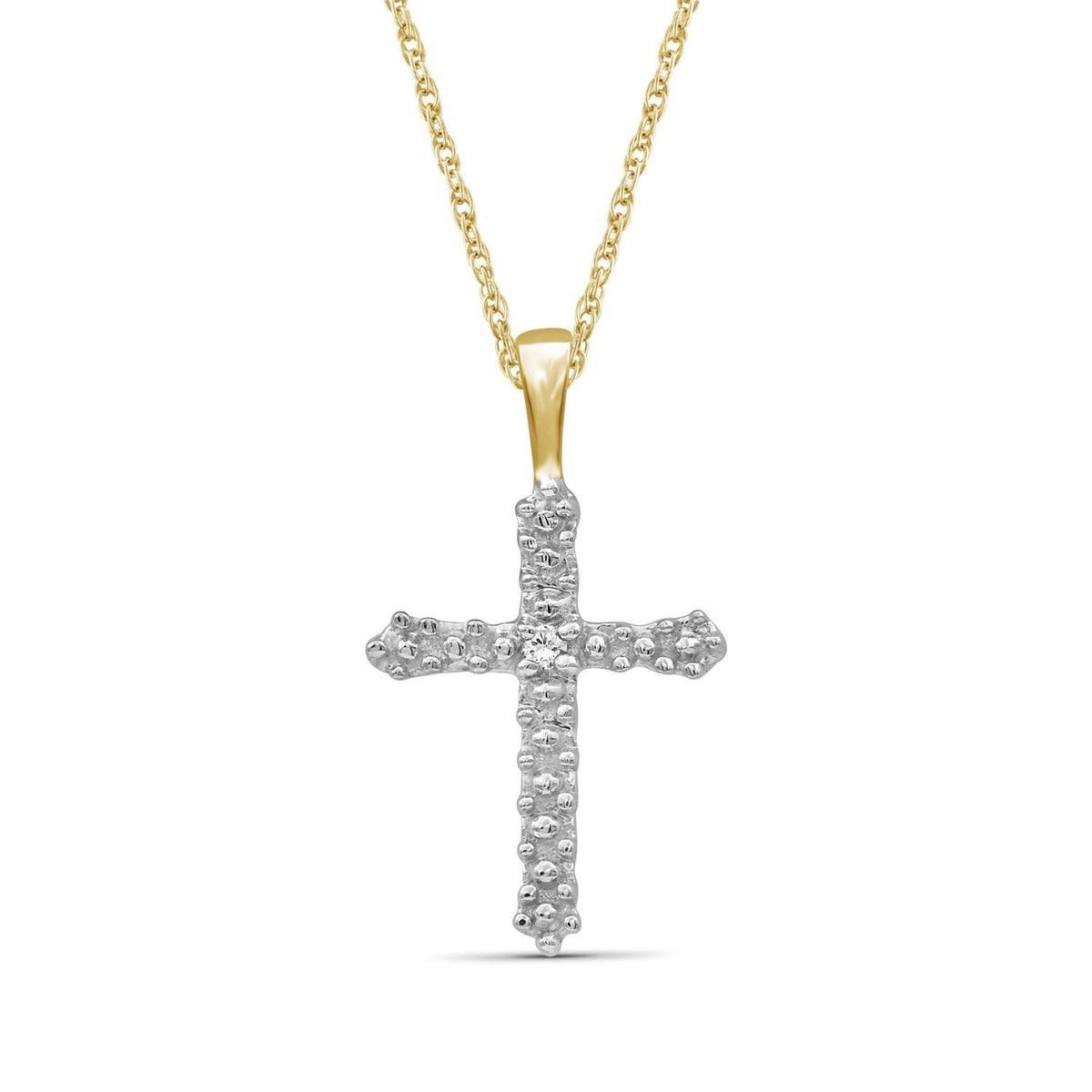 Diamond Accent Cross Pendant in 14K Gold over Silver
