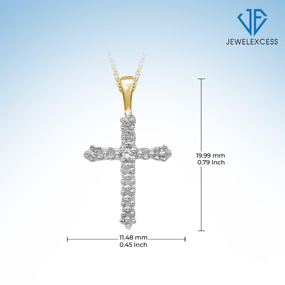 Diamond Accent Cross Pendant in 14K Gold over Silver