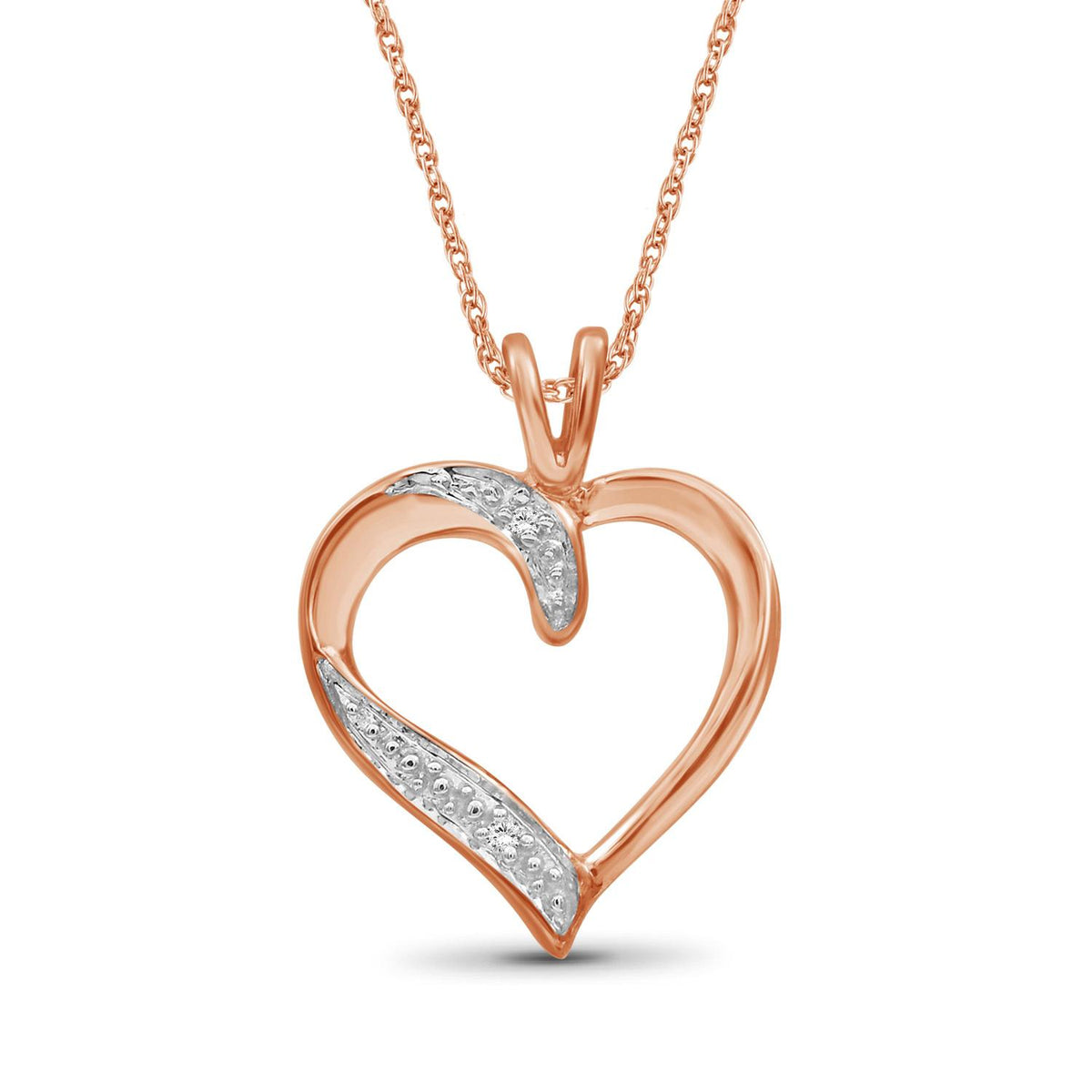 Diamond Accent Heart Pendant in Rose Gold over Silver