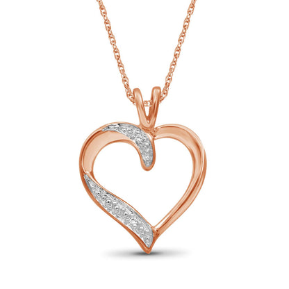 Diamond Accent Heart Pendant in Rose Gold over Silver