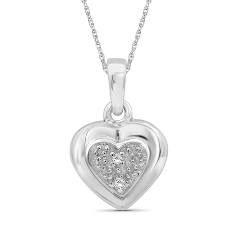 Accent White Diamond Sterling Silver Heart Pendant