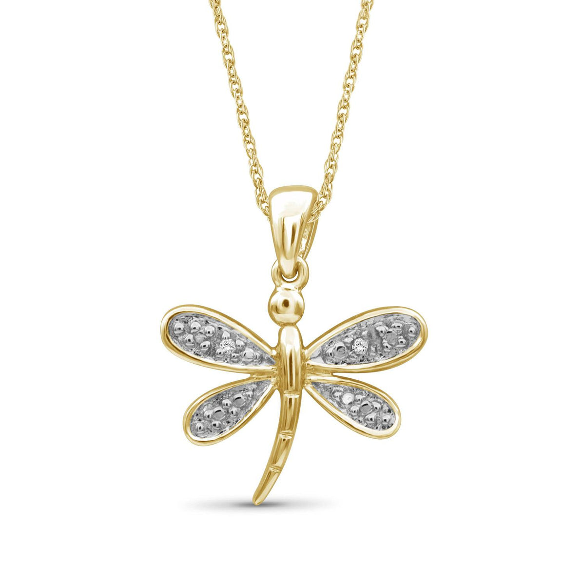 Diamond Accent Butterfly Pendant in 14K Gold over Silver