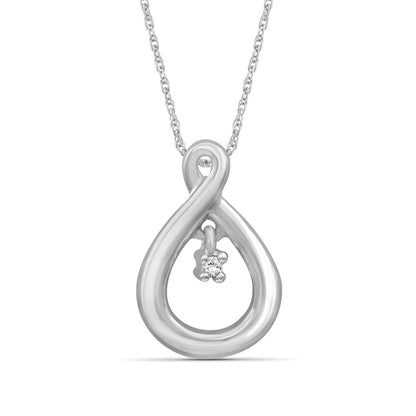 Diamond Accent Pear Pendant in Sterling Silver
