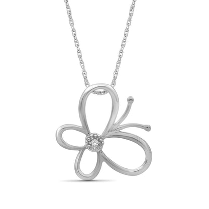 Diamond Accent Butterfly Pendant in Sterling Silver