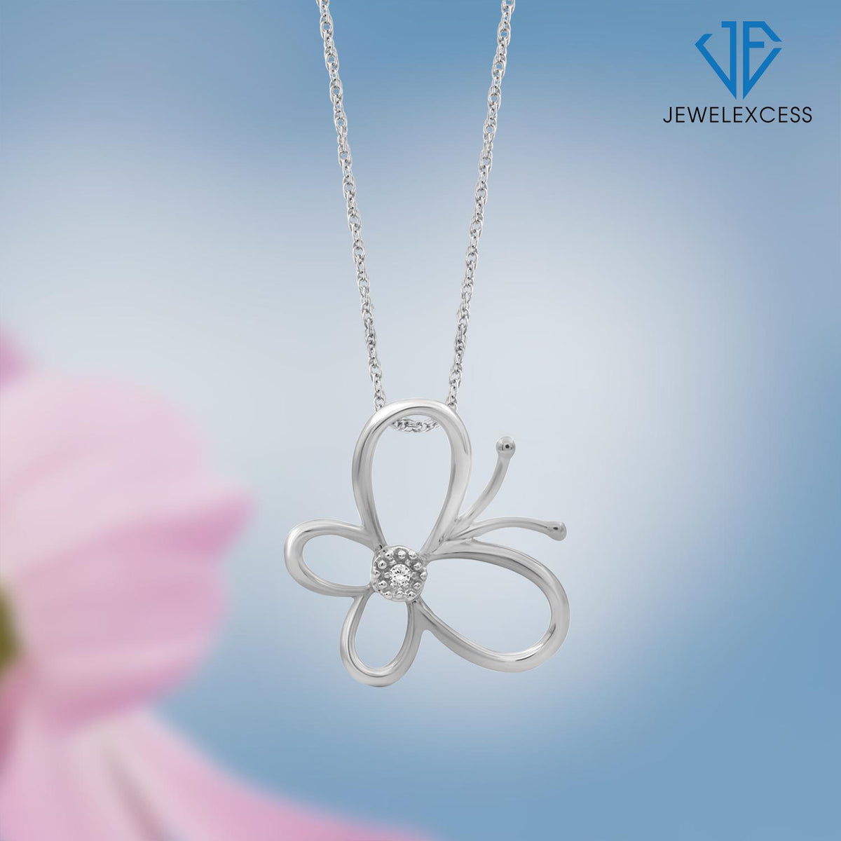 Diamond Accent Butterfly Pendant in Sterling Silver