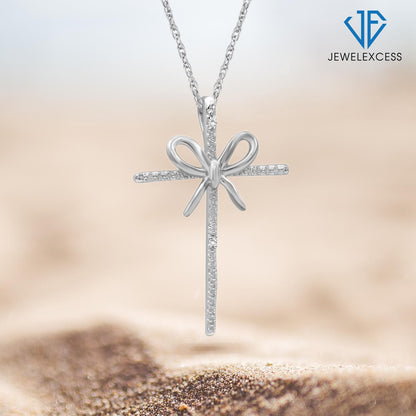 Diamond Accent Cross Pendant in Sterling Silver