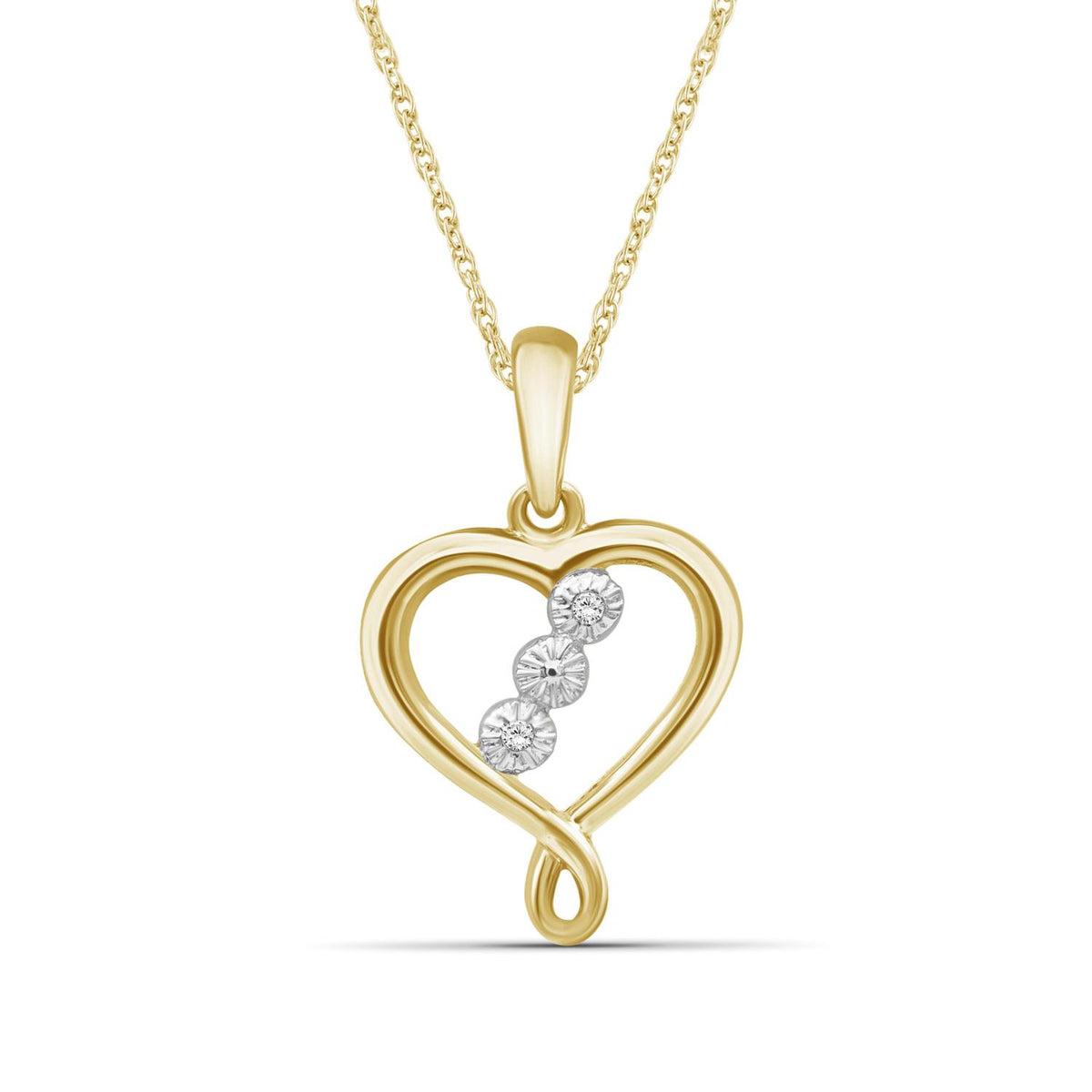 Diamond Accent Heart Pendant in 14K Gold over Silver