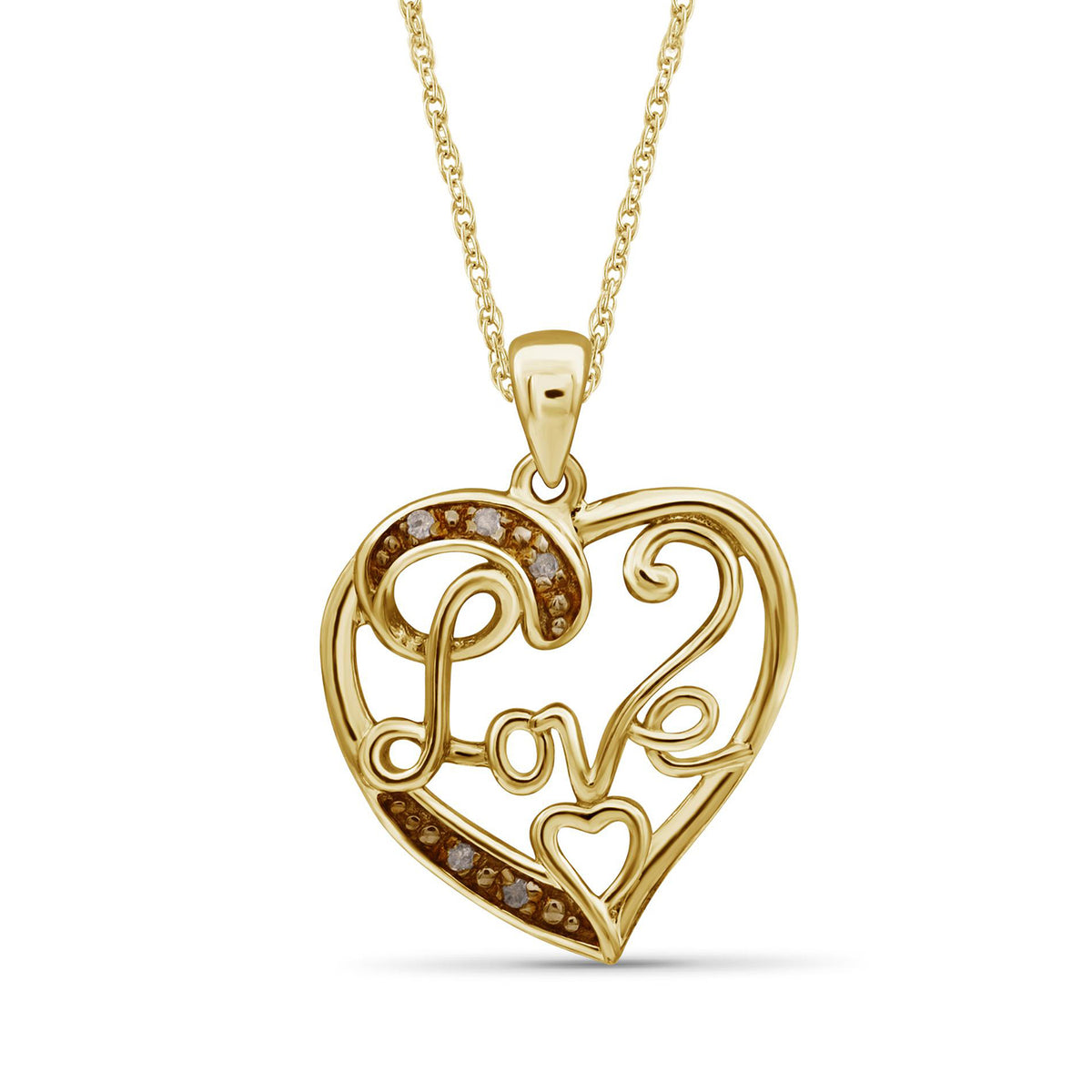 Diamond Accent Heart Pendant in 14K Gold over Silver
