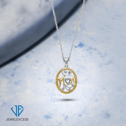 Diamond Accent Mom Pendant in Two-Tone Sterling Silver