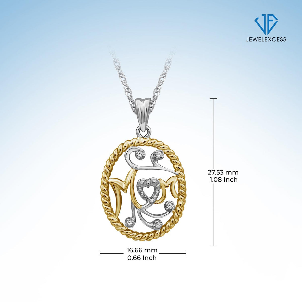 Diamond Accent Mom Pendant in Two-Tone Sterling Silver