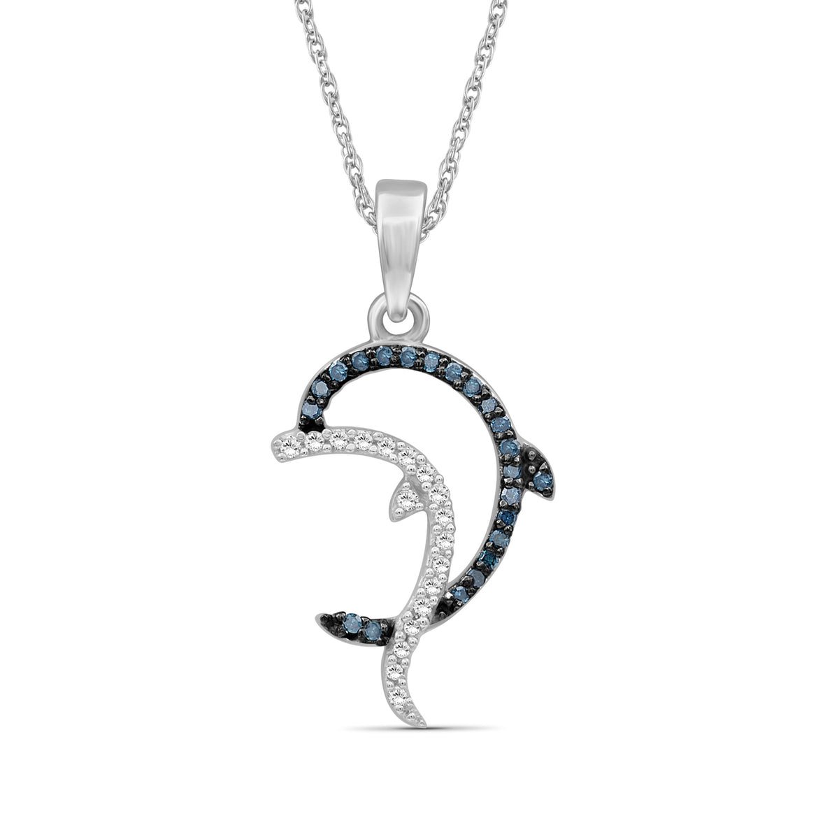1/10 ct. T.W. Blue & White Diamond Pendant in Sterling Silver