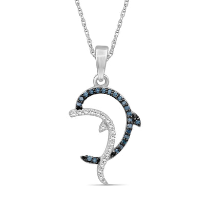 1/10 ct. T.W. Blue & White Diamond Pendant in Sterling Silver