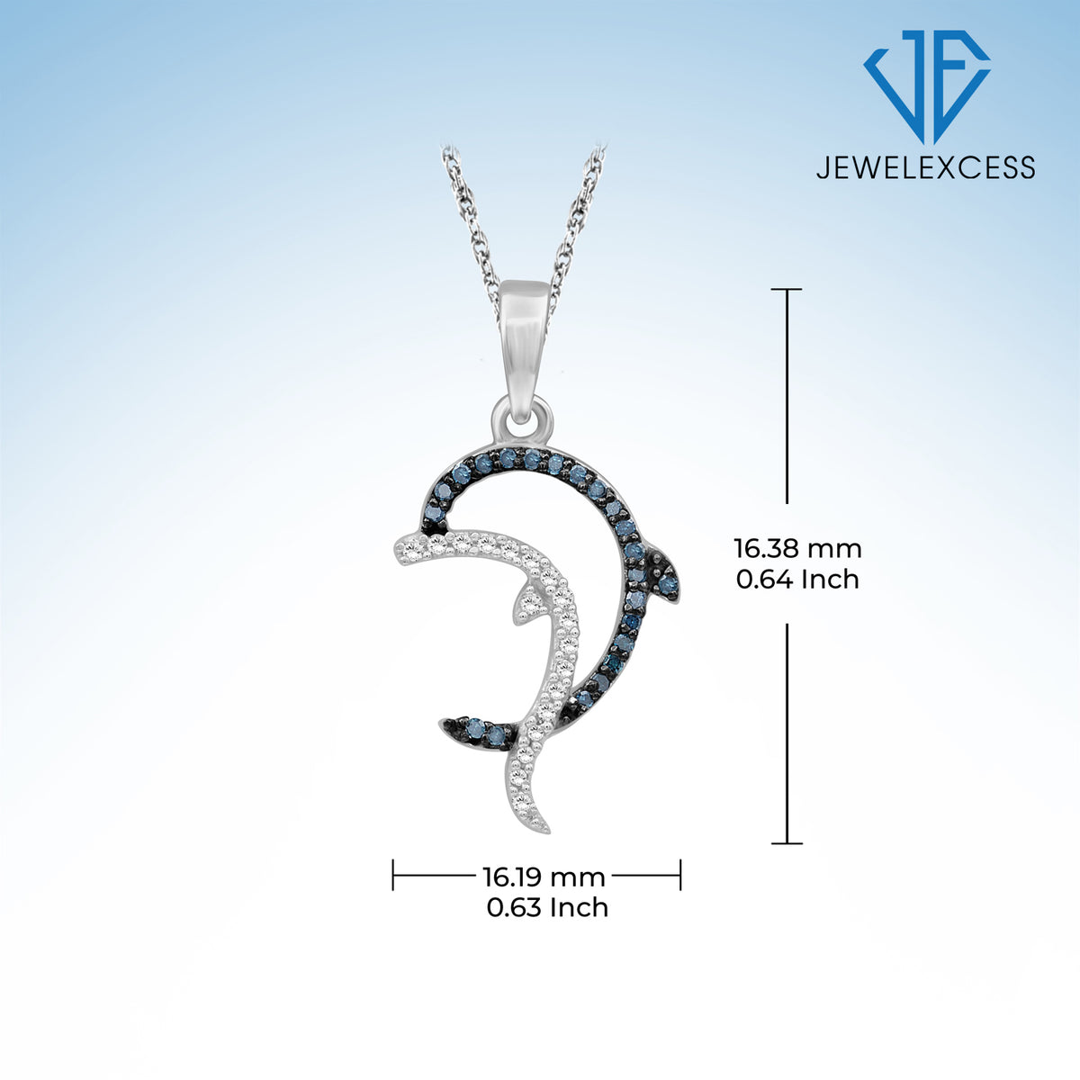 1/10 ct. T.W. Blue & White Diamond Pendant in Sterling Silver
