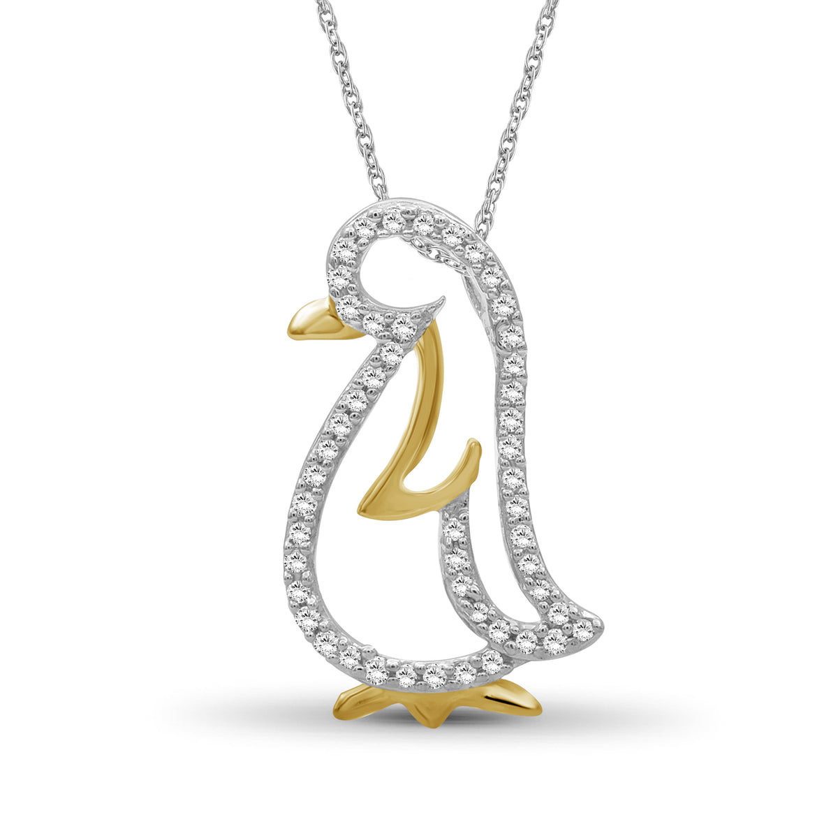 1/7 ct. T.W. White Diamond Pendant in Two-Tone Sterling Silver