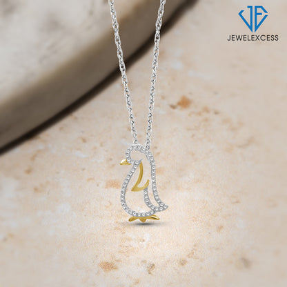 1/7 ct. T.W. White Diamond Pendant in Two-Tone Sterling Silver