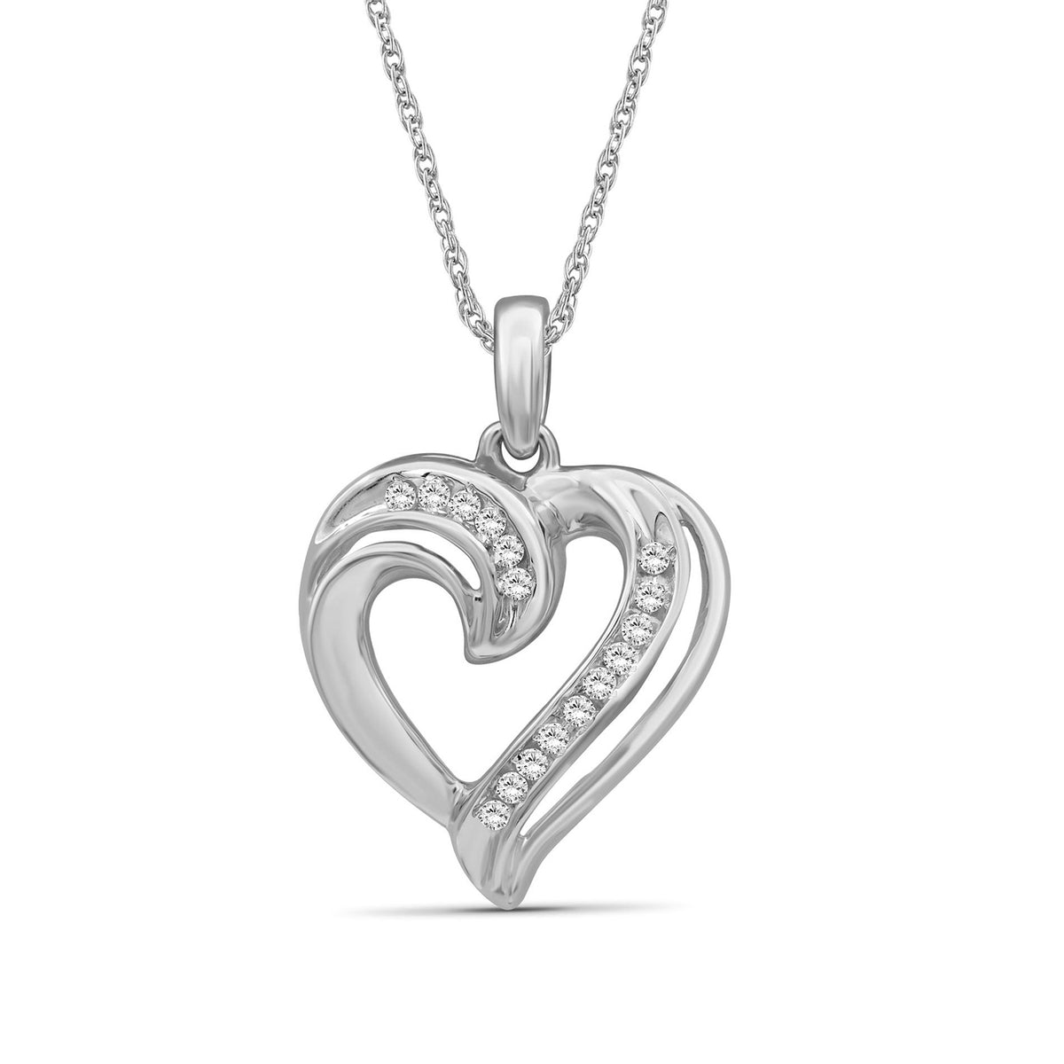1/7 ct. T.W. White Diamond Heart Pendant in Sterling Silver