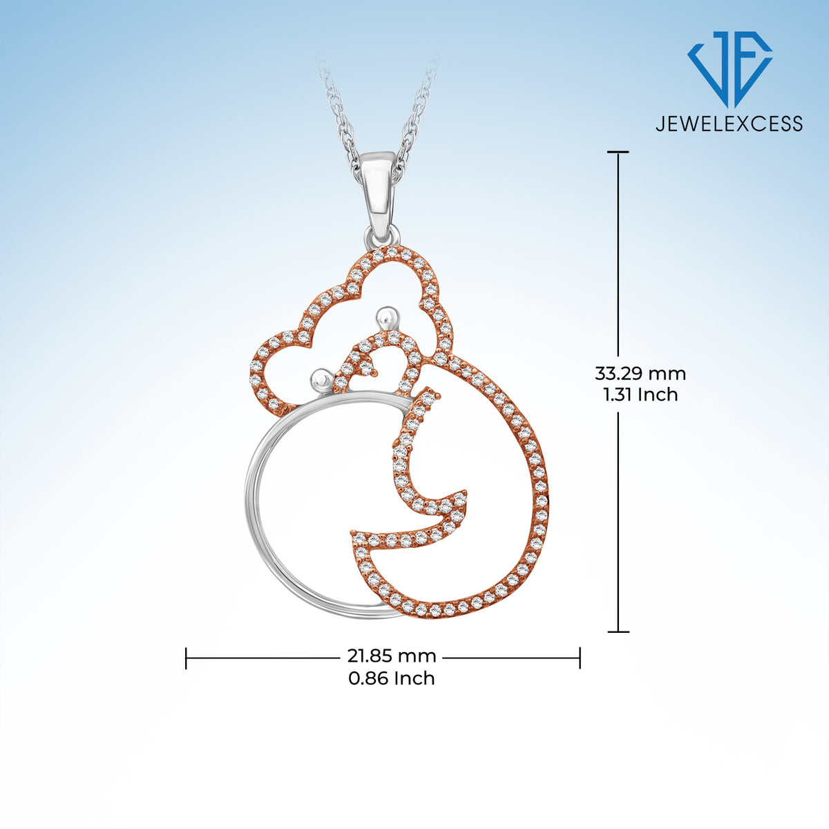 White Diamond Pendant in Two-Tone Sterling Silver