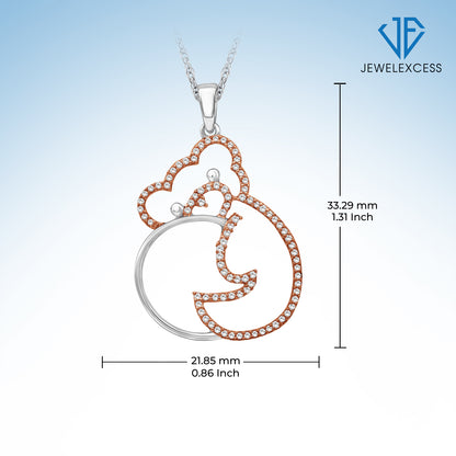 White Diamond Pendant in Two-Tone Sterling Silver
