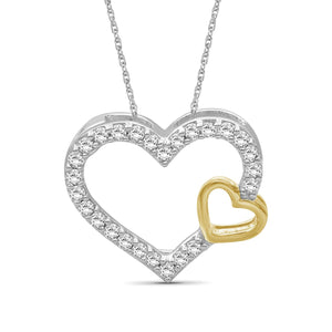 1/4 Carat White Diamond Two Tone Sterling Silver Heart Pendant