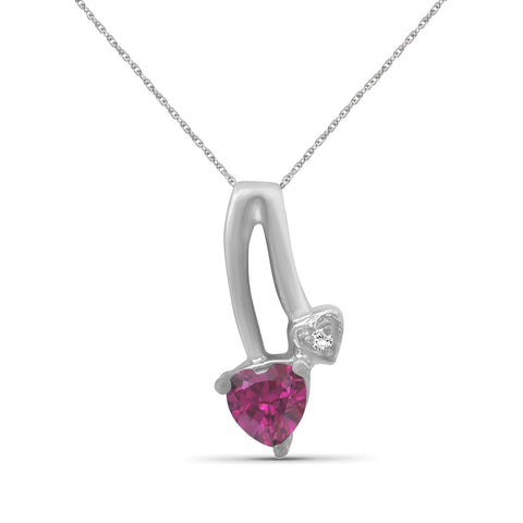 1/2 Carat T.G.W. Created Ruby And Accent White Diamond Sterling Silver Pendant
