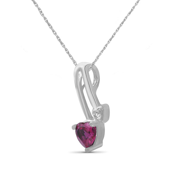 1/2 Carat T.G.W. Created Ruby And Accent White Diamond Sterling Silver Pendant