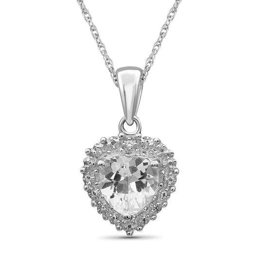 1/2 ct. T.G.W. White Topaz & 1/20 ct. T.W. White Diamond Pendant in Sterling Silver