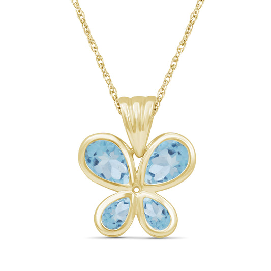 2 ct. T.G.W. Sky Blue Topaz Butterfly Pendant in 14K Gold over Silver