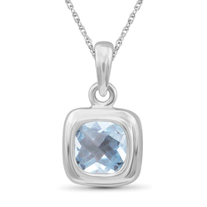 1/2 Carat Cushion Blue Topaz Pendant in Sterling Silver