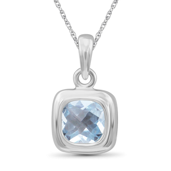 1/2 Carat Cushion Blue Topaz Pendant in Sterling Silver