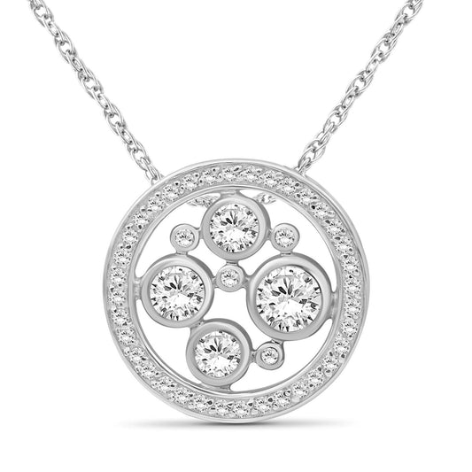 1 1/4 ct. T.G.W. White Topaz Circle Pendant in Sterling Silver