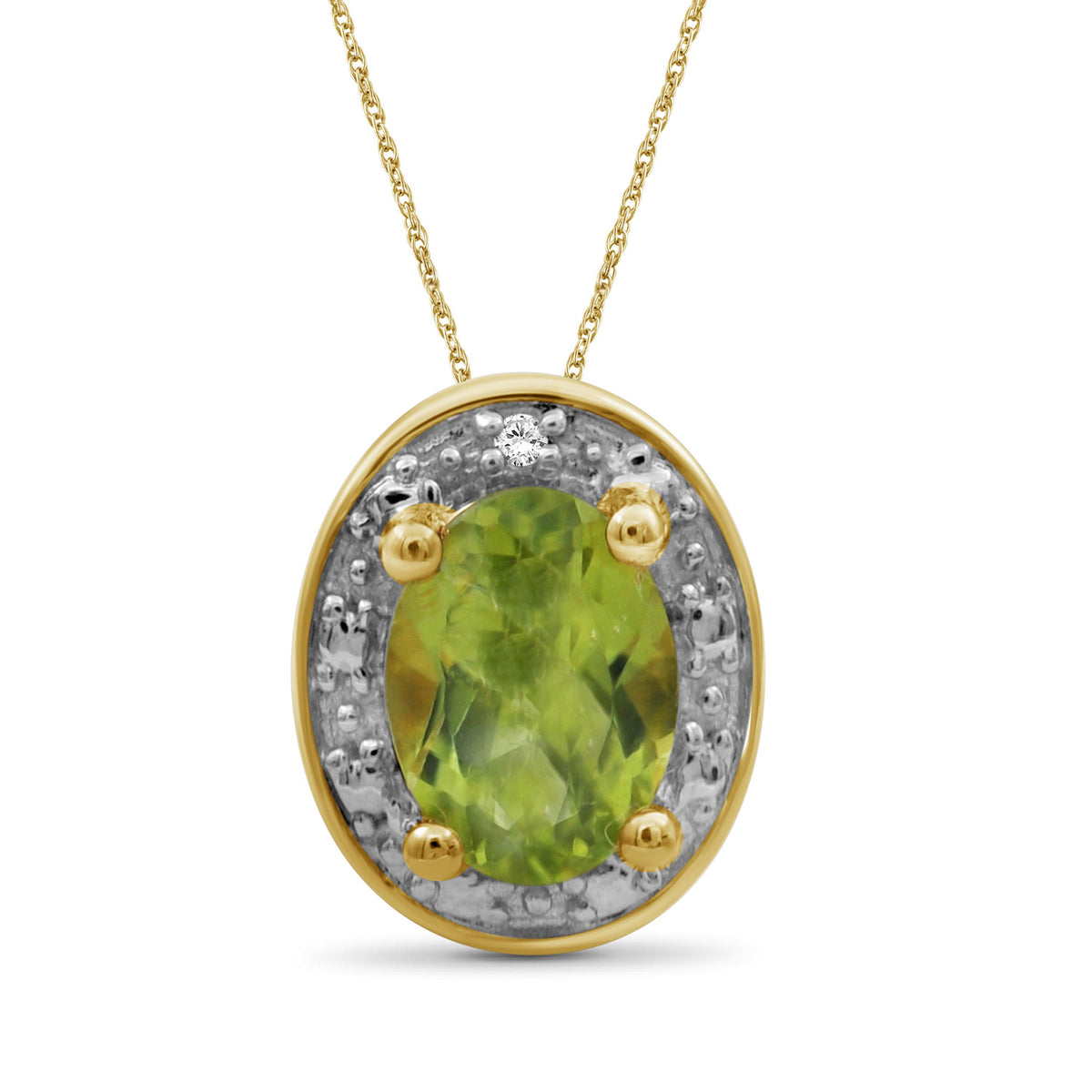 0.80 ct. T.G.W. Peridot & 1/20 ct. T.W. White Diamond Pendant in Sterling Silver