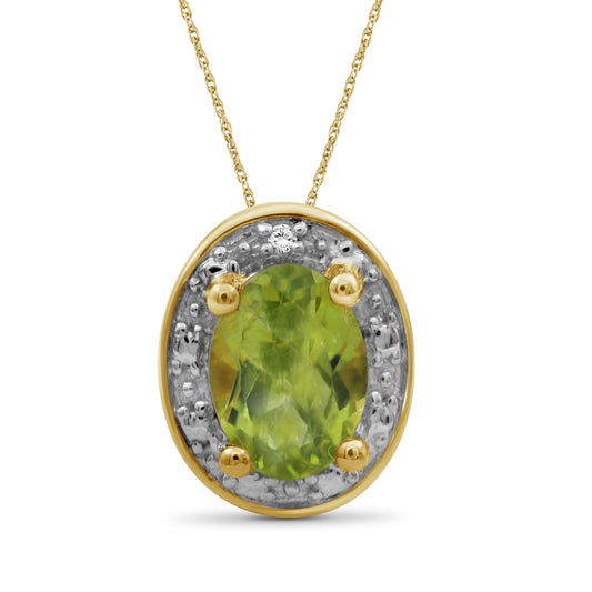 0.80 ct. T.G.W. Peridot & 1/20 ct. T.W. White Diamond Pendant in Sterling Silver